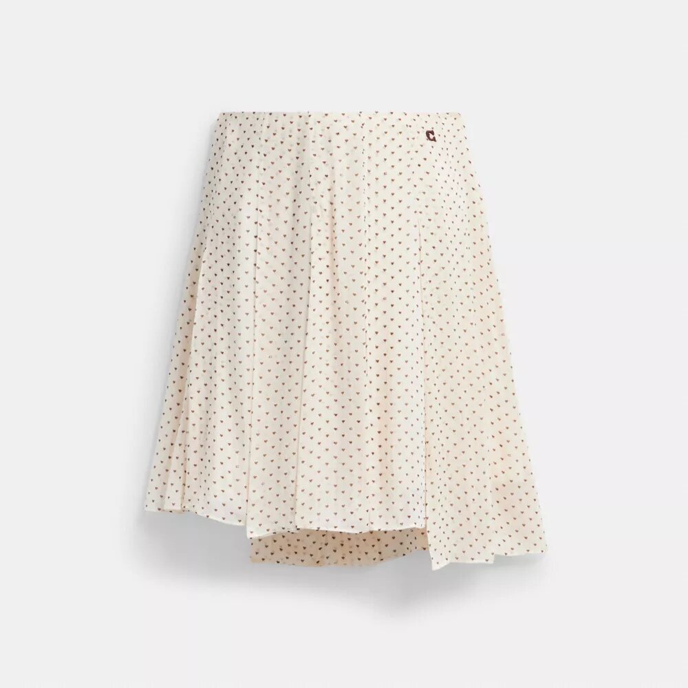 Asymmetrisk plisseret nederdel med print