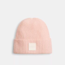 Beanie med farveblokke og gummipatch