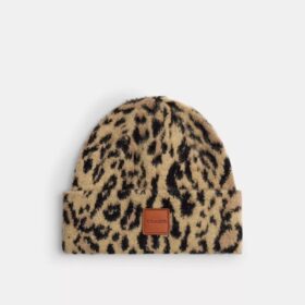 Beanie med leopardmønster