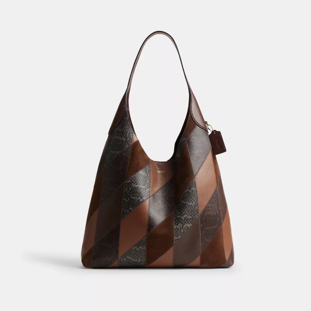 Brooklyn skuldertaske 39 med patchwork i slangeskind