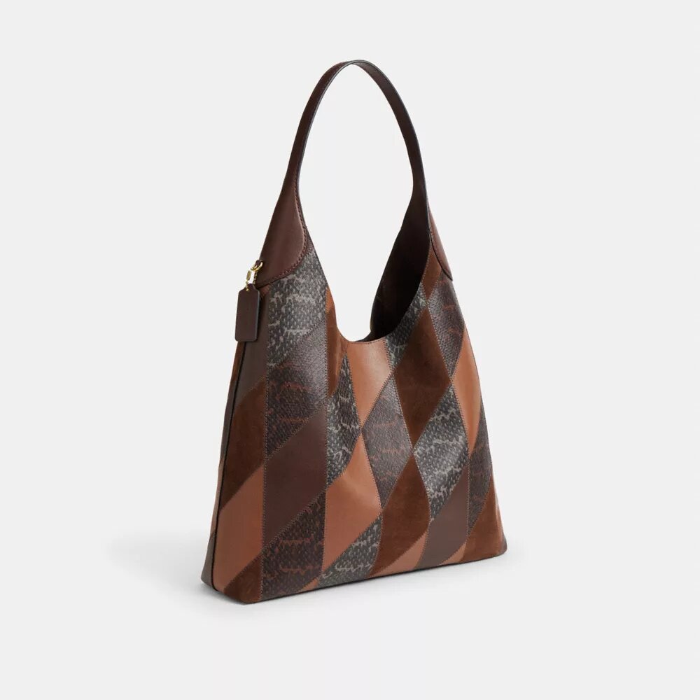 Brooklyn skuldertaske 39 med patchwork i slangeskind