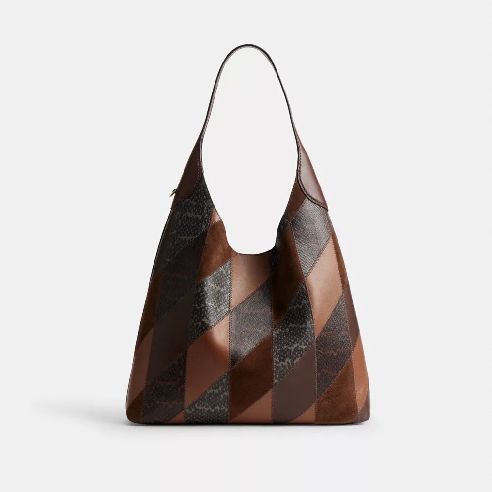 Brooklyn skuldertaske 39 med patchwork i slangeskind