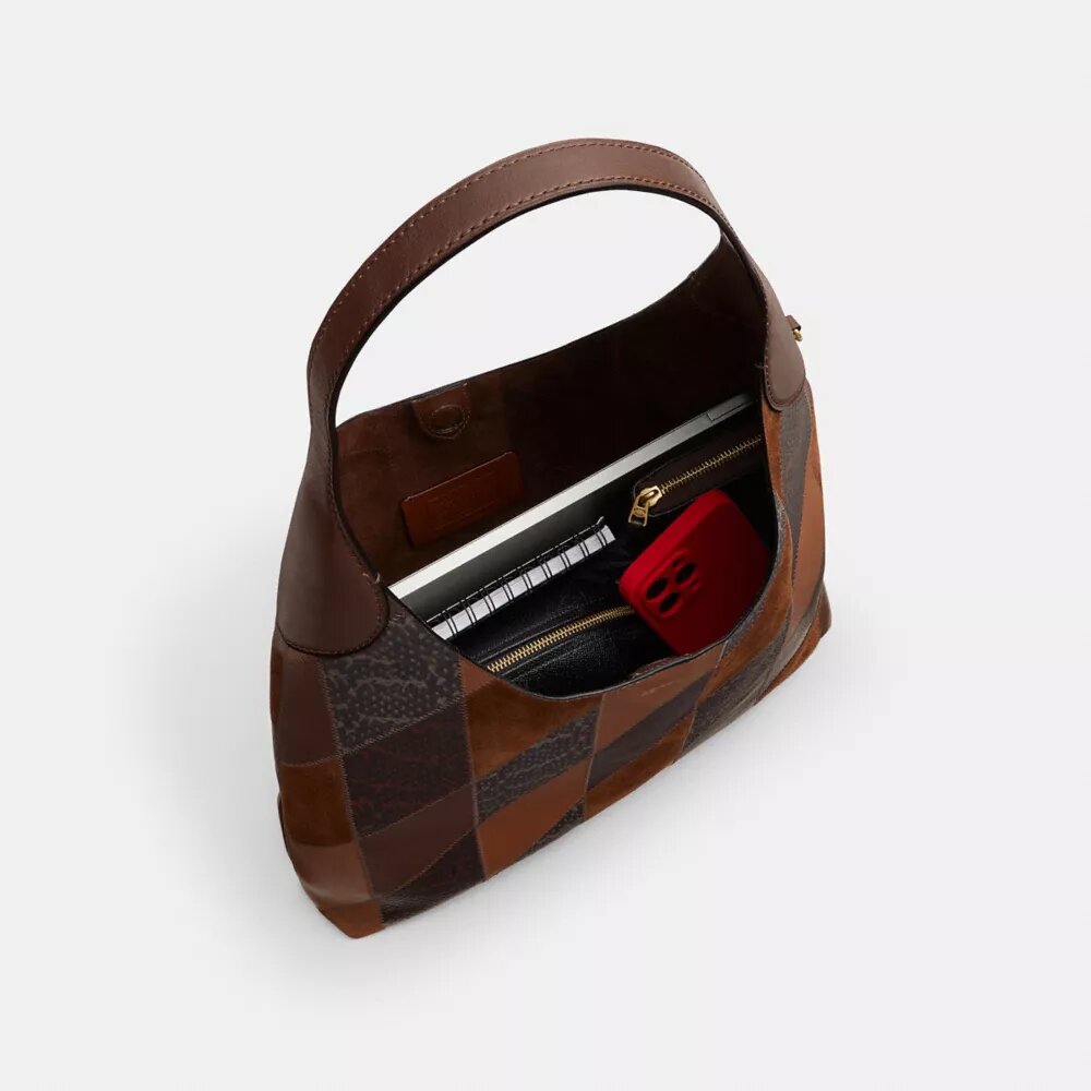Brooklyn skuldertaske 39 med patchwork i slangeskind