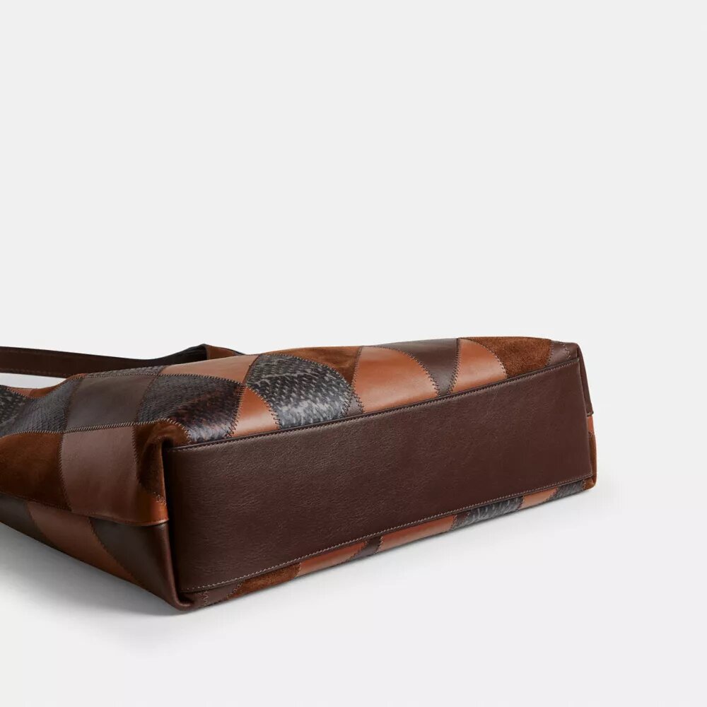 Brooklyn skuldertaske 39 med patchwork i slangeskind