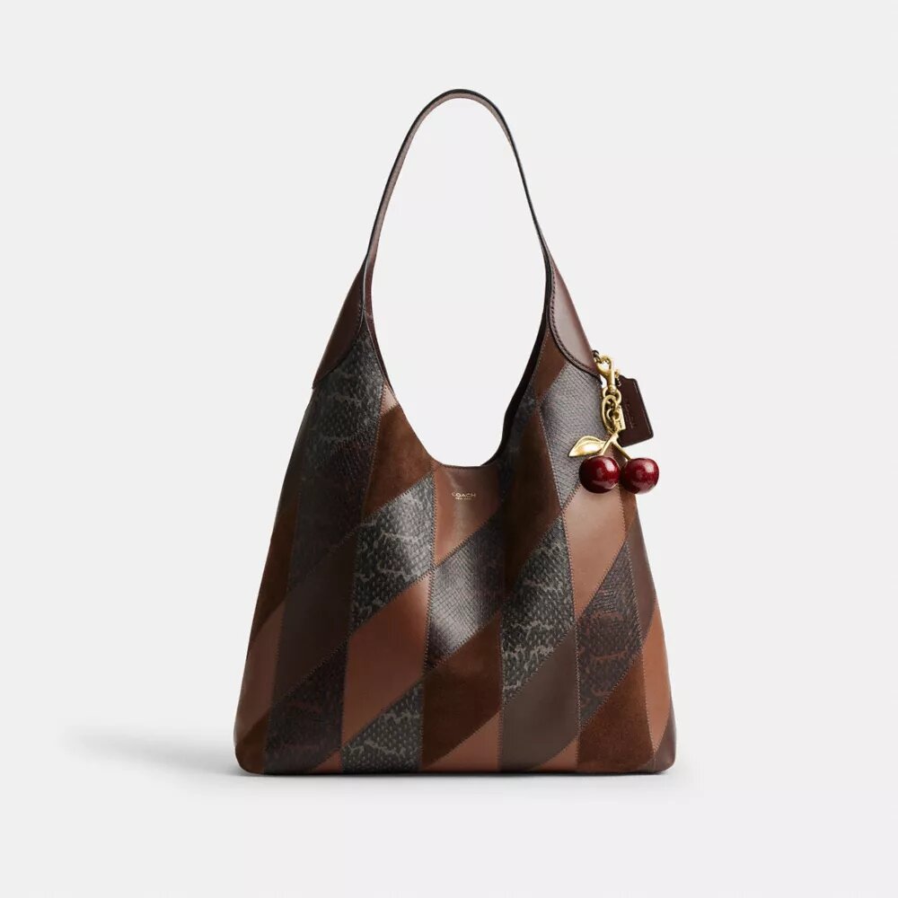 Brooklyn skuldertaske 39 med patchwork i slangeskind