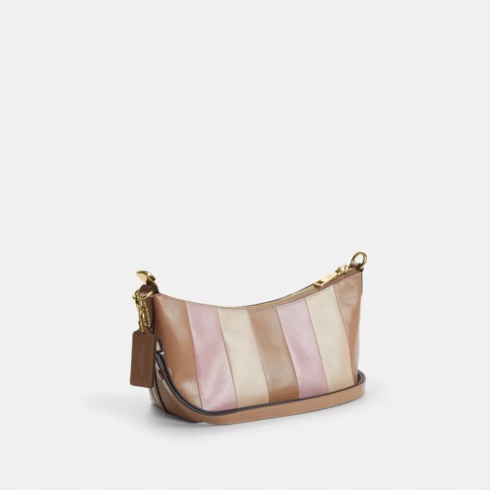 Caitlin skuldertaske med stribet patchwork