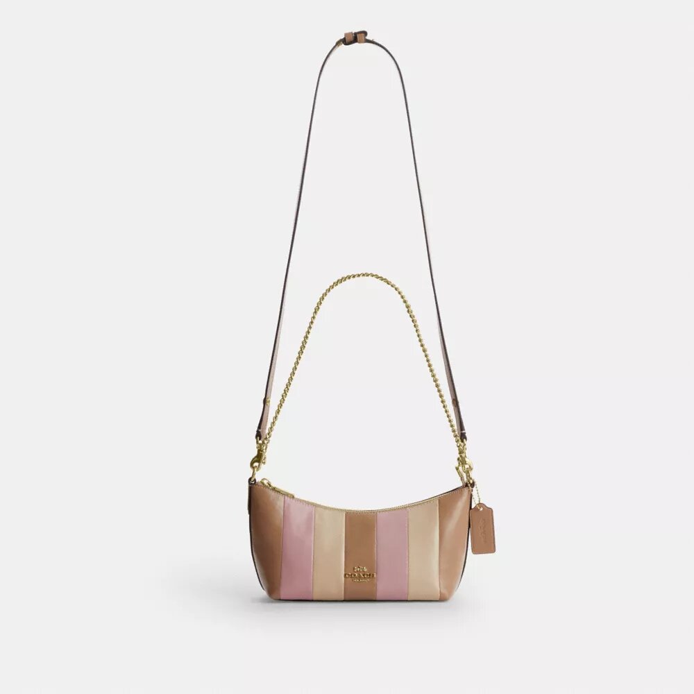 Caitlin skuldertaske med stribet patchwork