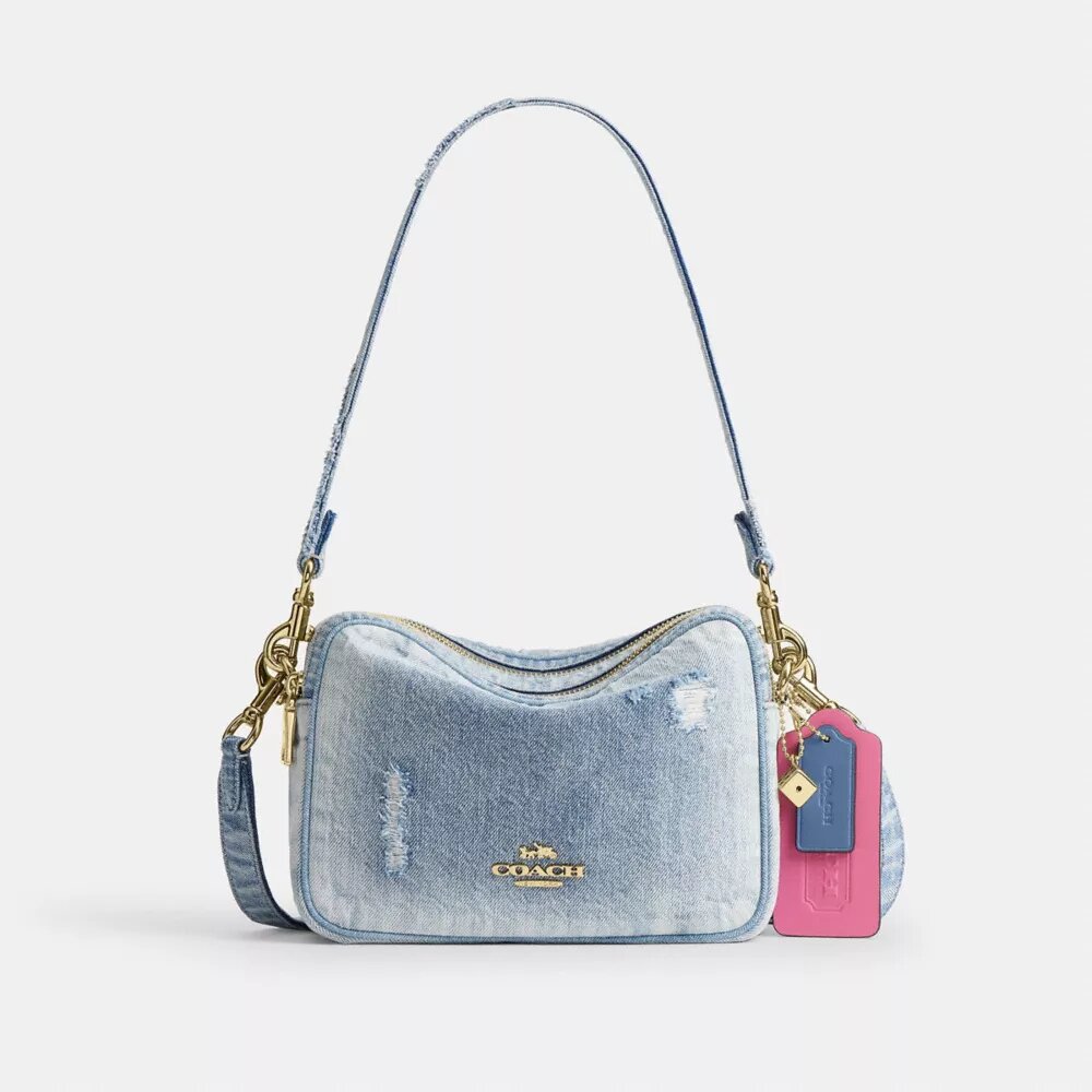 Carey crossbody-taske i Loved Denim med vedhæng