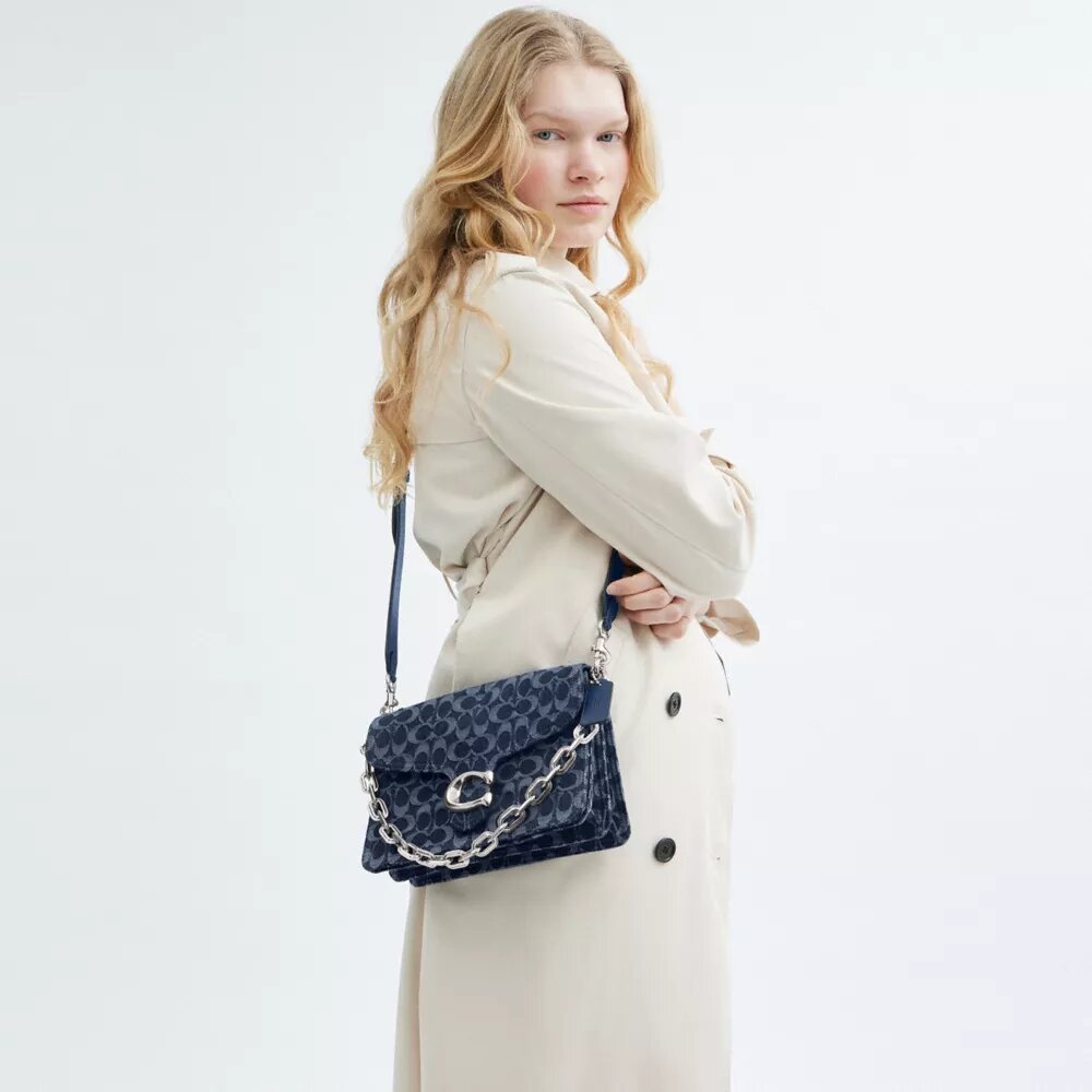Chain Tabby skuldertaske i signaturdenim