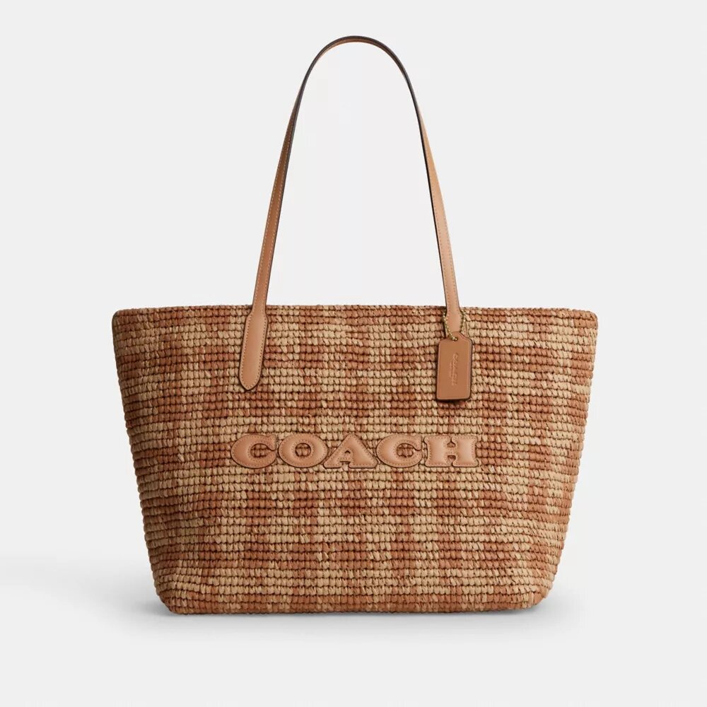City-tote-taske med gingham-mønster