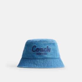 Coach Script-broderet denim-buckethat