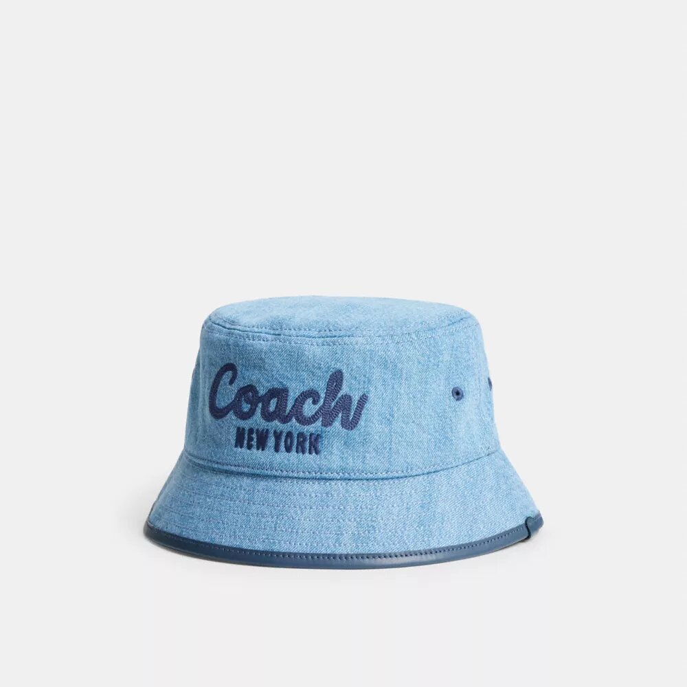 Coach Script-broderet denim-buckethat