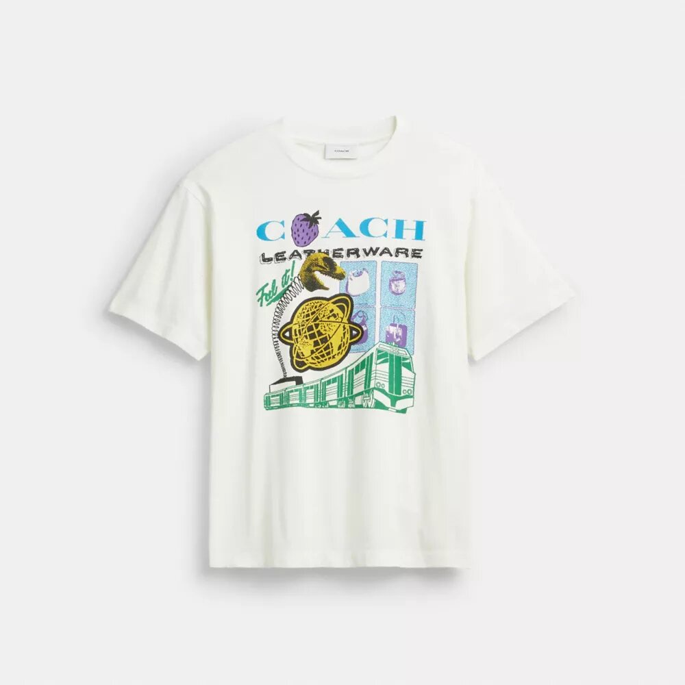 Collage Train T-shirt i afslappet pasform af økologisk bomuld