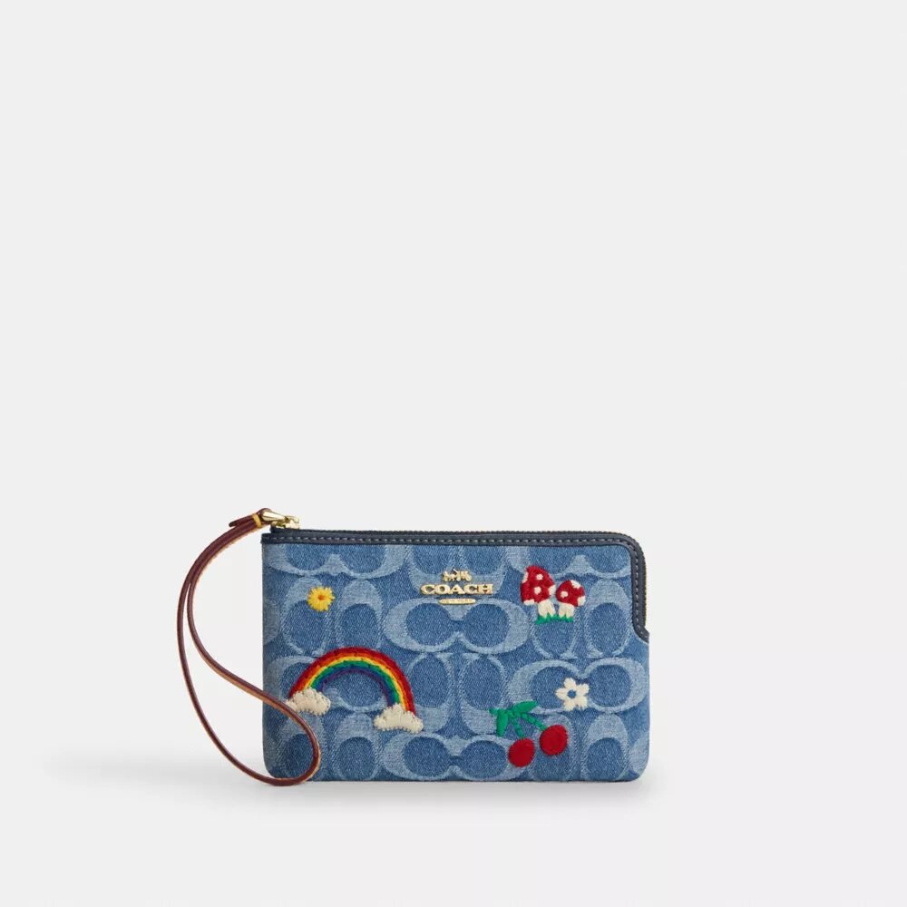 Corner Zip-håndledstaske i signaturdenim