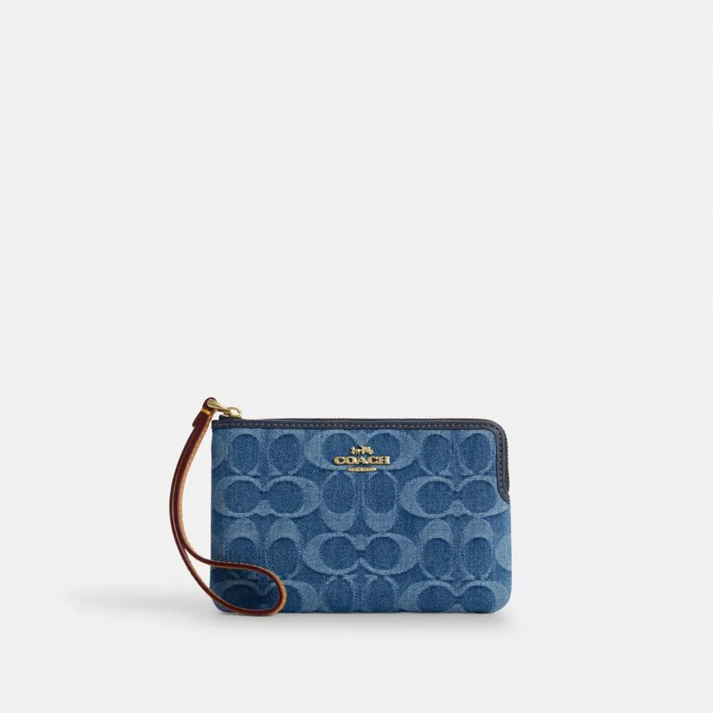 Corner Zip-håndledstaske i signaturdenim