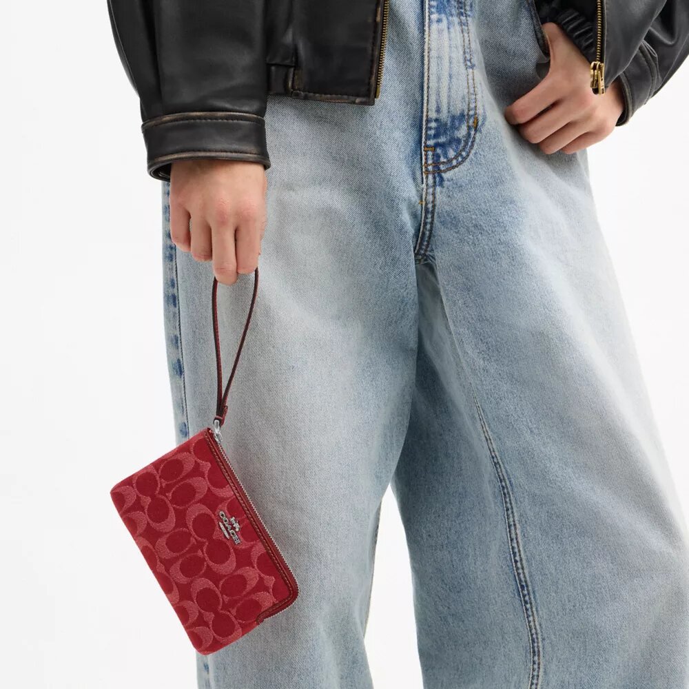 Corner Zip-håndledstaske i signaturdenim