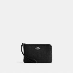 Corner Zip Håndledstaske i Signature Jacquard