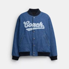 Denim-varsityjakke i økologisk bomuld