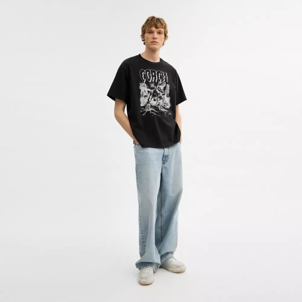 Dinosaur City afslappet T-shirt i økologisk bomuld