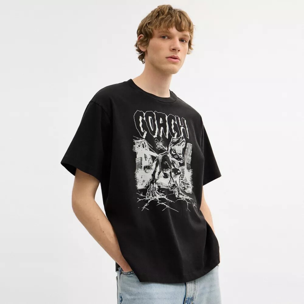 Dinosaur City afslappet T-shirt i økologisk bomuld