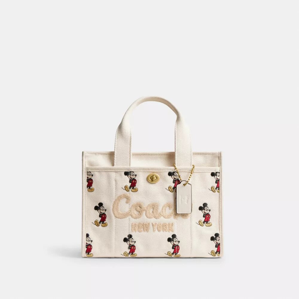 Disney X Coach Cargo Tote-tasker 26 med Mickey Mouse i regenerativt bomuldslærred