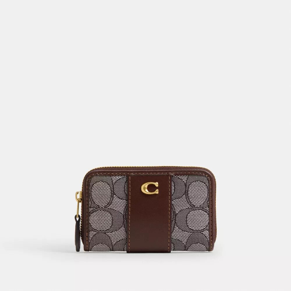 Essential lille kortetui med lynlås hele vejen rundt i Signature Jacquard