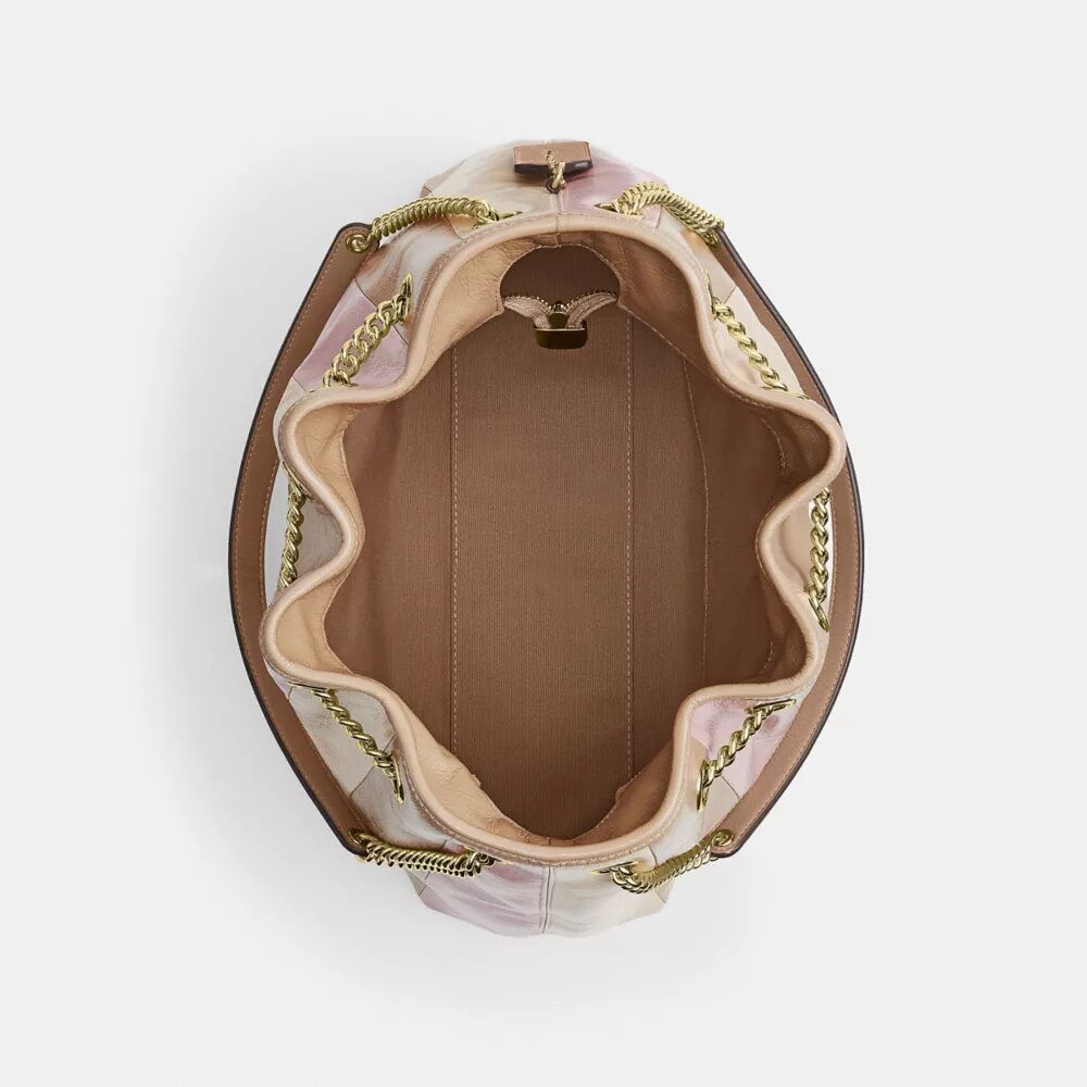 Evelyn skuldertaske med stribet patchwork