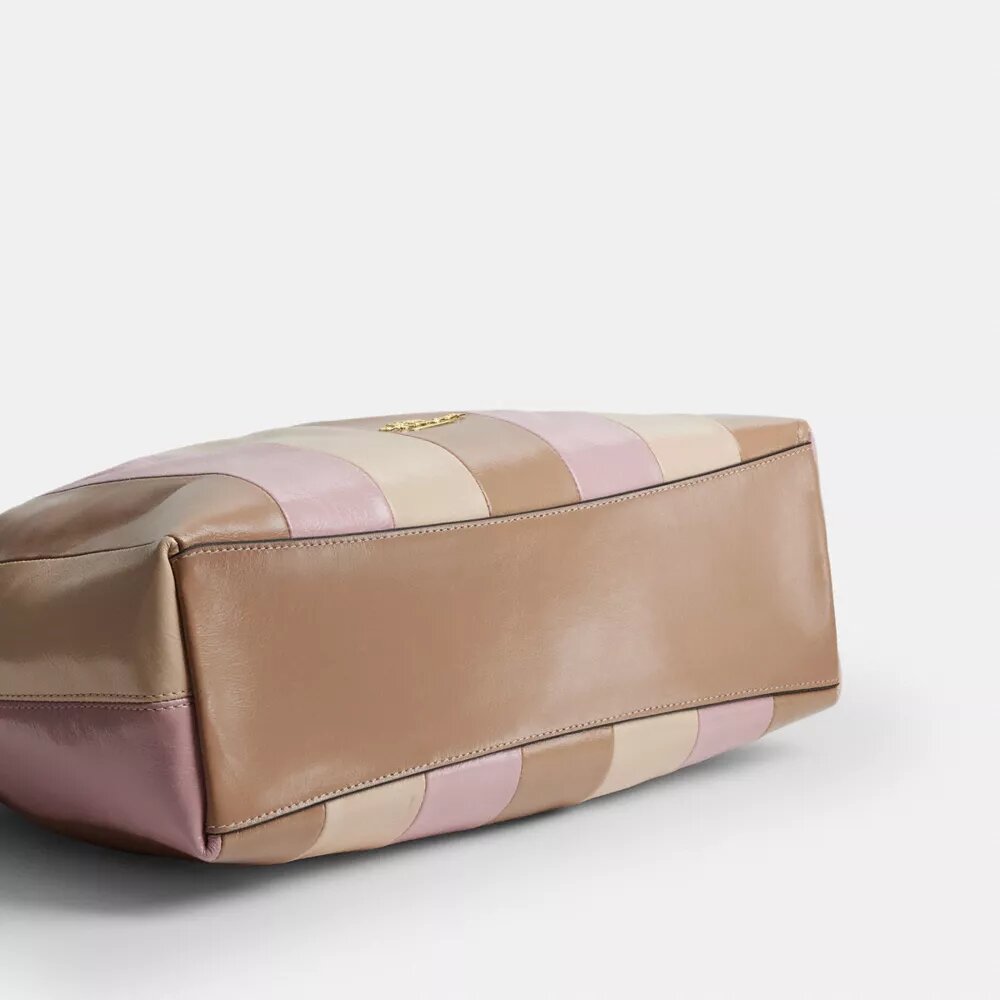 Evelyn skuldertaske med stribet patchwork