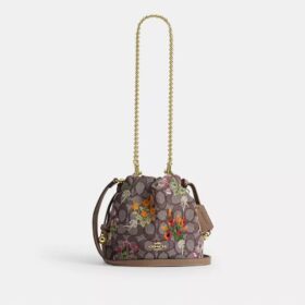 Faye Minitask i signatur-jacquard med blomsterbroderi