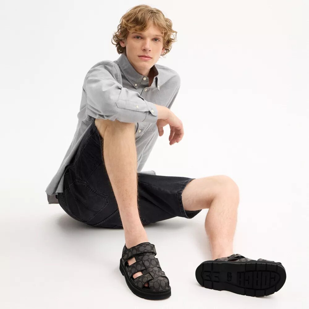 Fisherman-sandaler i signatur-jacquard