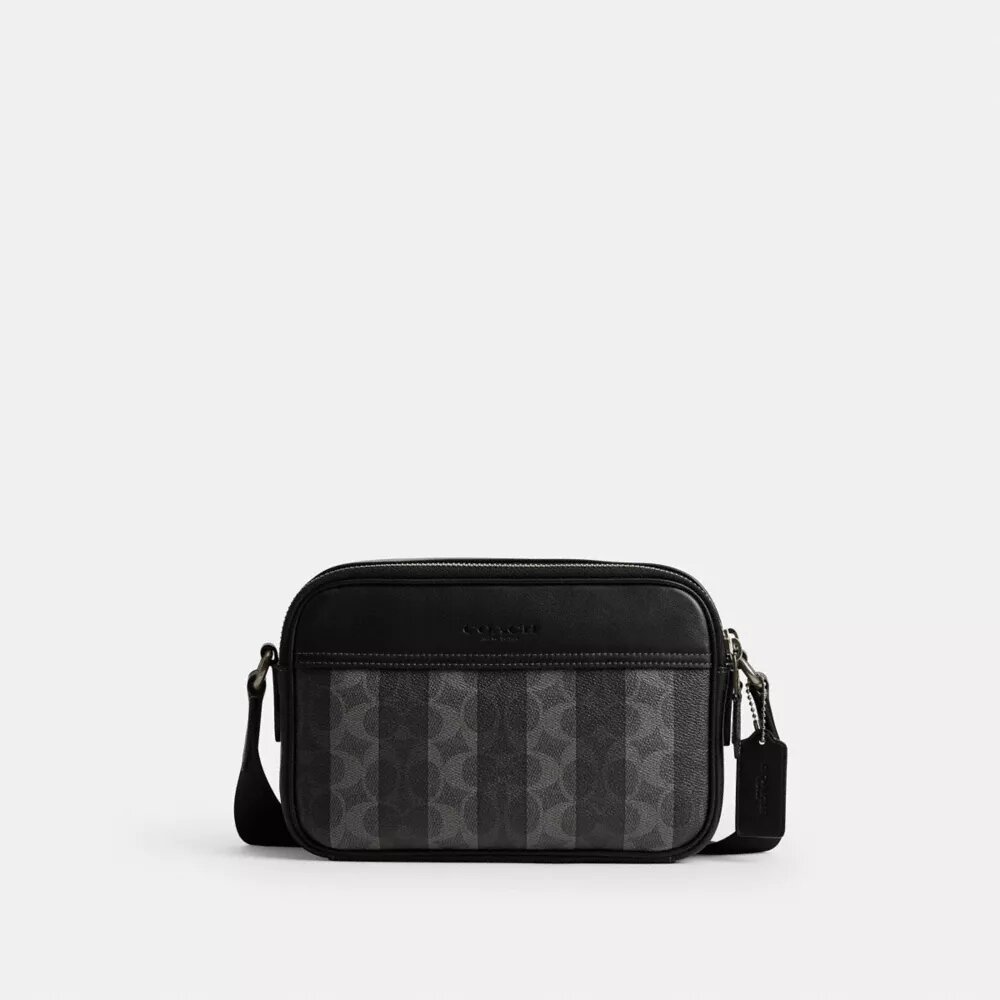 Graham-crossbody-taske i Signature Canvas med striber