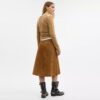 Heritage-midi-nederdel i ruskind