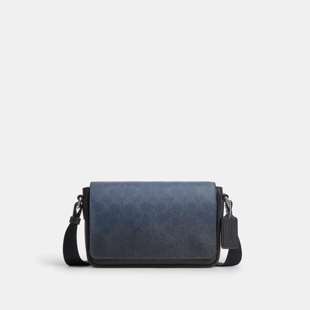 Jack lille crossbody-taske med klap i Ombre Signature Canvas