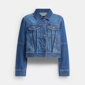 Jakke i krympet denim