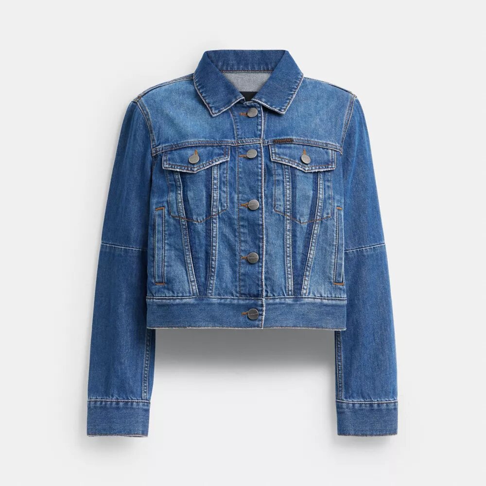 Jakke i krympet denim