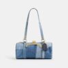 Kisslock Barrel-taske 28 i genbrugt denim