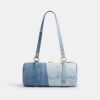 Kisslock Barrel-taske 28 i genbrugt denim