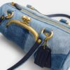 Kisslock Barrel-taske 28 i genbrugt denim