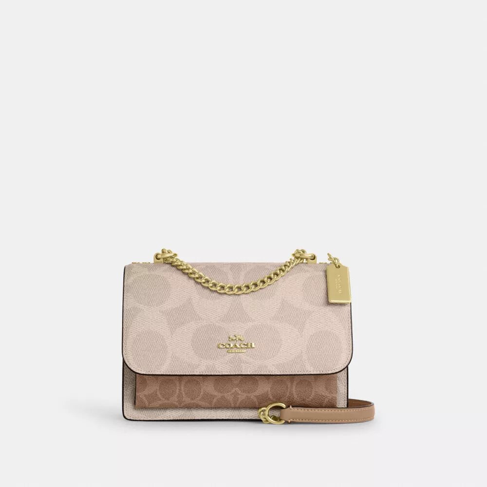 Klare crossbody-taske i blokmønstret Signature Canvas