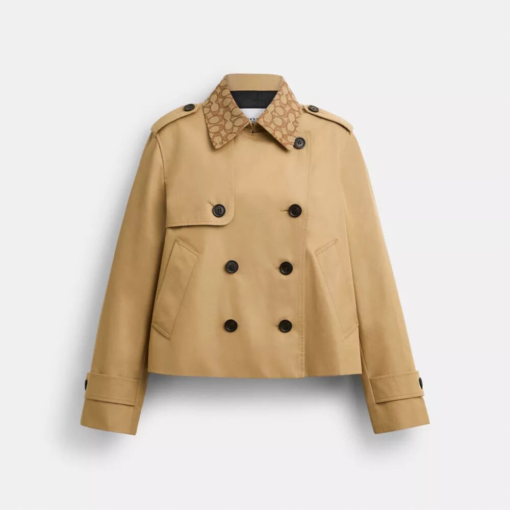 Kort trenchcoat med karakteristisk krave