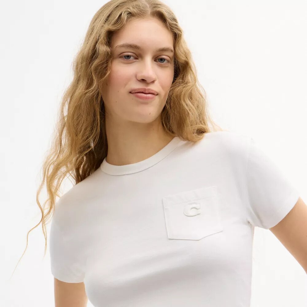 Kortærmet T-shirt med lomme i økologisk bomuld