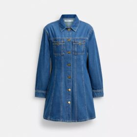 Langærmet denimkjole i økologisk bomuld