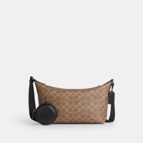 Lille Finn-crossbody-taske med punge i Signature Canvas