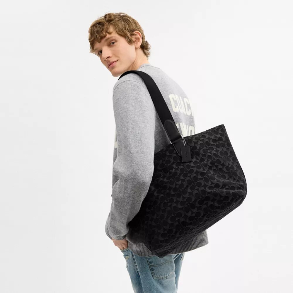 Lille Tote-tasker i signatur-denim