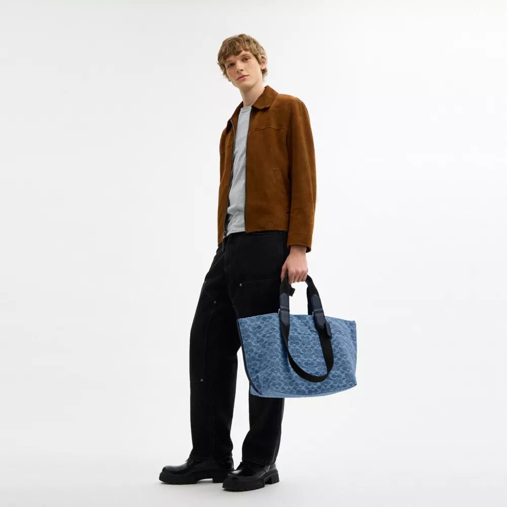 Lille Tote-tasker i signatur-denim