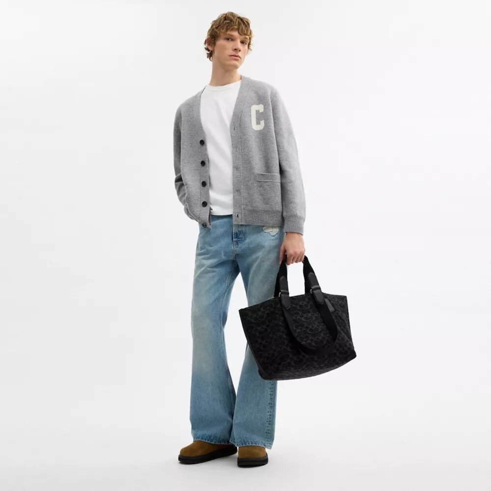 Lille Tote-tasker i signatur-denim