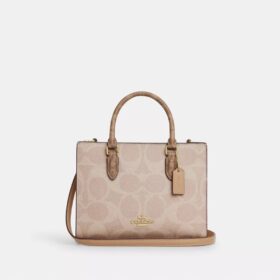 Maggie lille tote-taske i blokmønstret Signature Canvas