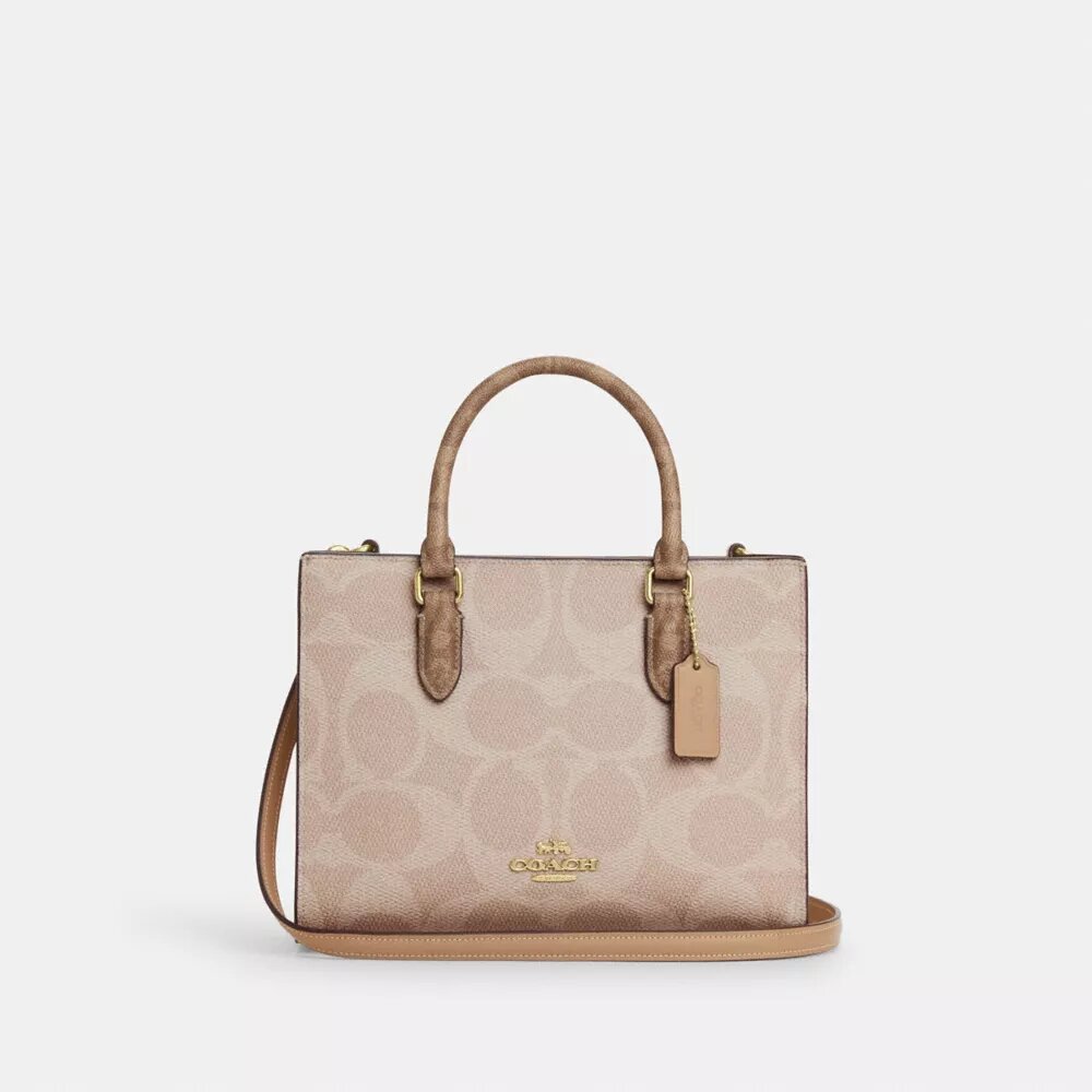 Maggie lille tote-taske i blokmønstret Signature Canvas