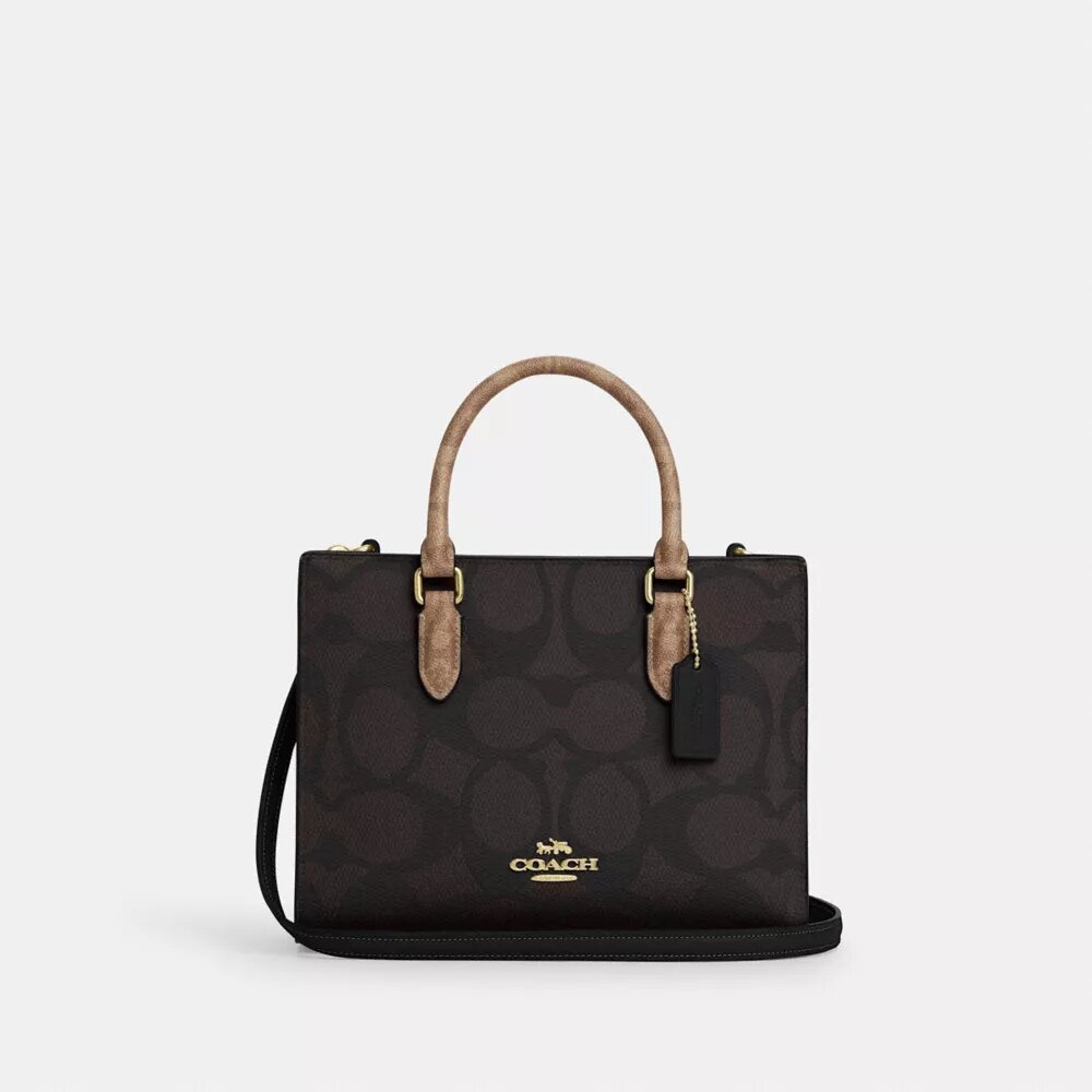 Maggie lille tote-taske i blokmønstret Signature Canvas