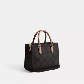 Maggie lille tote-taske i blokmønstret Signature Canvas